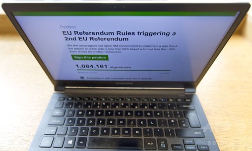 英政府、国民投票やり直し求める請願を正式却下 署名400万人超 英政府、国民投票やり直し求める請願を正式却下 署名400万人超