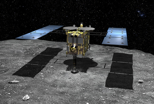 小惑星に着陸する「はやぶさ2」想像図、JAXAが公開