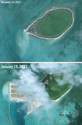 中国が開発進める西沙諸島・ツリー島の変貌、5年前との比較写真 中国が開発進める西沙諸島・ツリー島の変貌、5年前との比較写真
