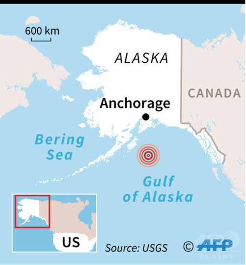 米アラスカ沿岸沖でM7.9の地震 津波警報発令 米アラスカ沿岸沖でM7.9の地震 津波警報発令