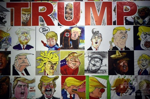 風刺画の「壁」でトランプ氏に対抗、メキシコ市で企画展 風刺画の「壁」でトランプ氏に対抗、メキシコ市で企画展