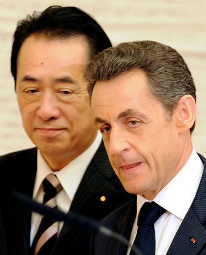 サルコジ仏大統領、菅首相と会談 原発事故処理支援を表明