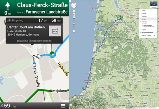 グーグルマップ、欧州の自転車ナビ対応地域を拡大