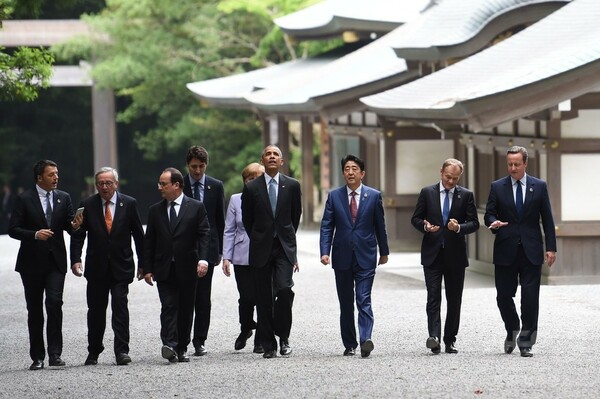 G7開幕、各国首脳が伊勢神宮に