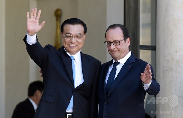 訪仏中の中国首相、温室効果ガス排出削減目標を発表