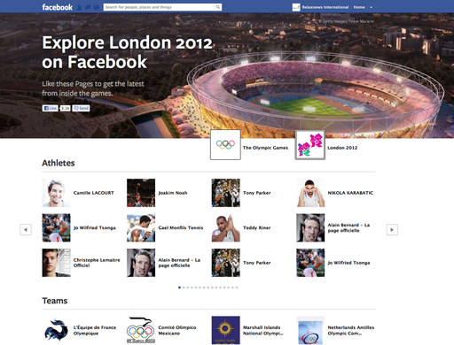 フェイスブックにロンドン五輪特設ページが登場