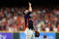 22MLB、ア・リーグ優勝決定シリーズ（7回戦制）、ヒューストン・アストロズ対ニューヨーク・ヤンキース。最後の打者を仕留めて喜ぶヒューストン・アストロズのライアン・プレスリー（2022年10月20日撮影）。(c)Carmen Mandato/Getty Images/AFP
