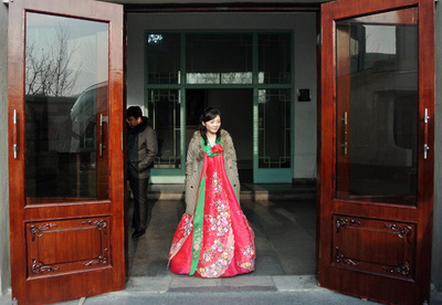 北朝鮮の新義州、中国との境界の町