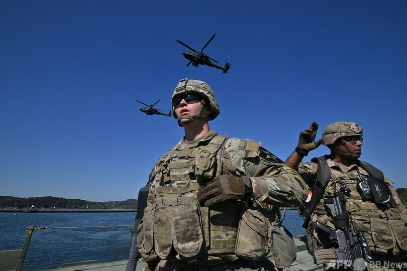 米韓両軍が渡河訓練