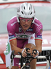 第92回ジロ・デ・イタリア（%%2009 Giro d&apos;Italia%%）第21ステージ（ローマ市街、14.4キロメートル個人タイムトライアル）。ラボバンク（%%Rabobank%%）のデニス・メンショフ（%%Denis Menchov%%、ロシア）が、首位と24秒差の19分06秒でステージを10位で終え、合計タイムを86時間03分11秒として総合優勝を果たした。写真は合計タイム86時間03分52秒で総合2位に入ったLPRブレイクス・ファルネーゼヴィーニ（%%LPR Brakes - Farnese Vini%%）のダニーロ・ディルーカ（%%Danilo Di Luca%%）。（2009年5月31日撮影）(c)AFP/DAMIEN MEYER