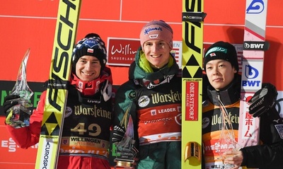 小林陵侑が3位表彰台、総合争いで首位堅持