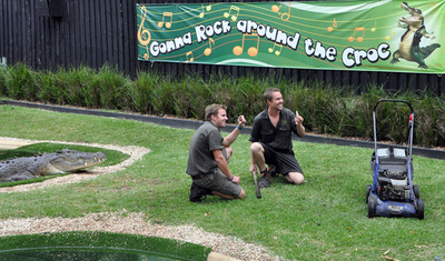 巨大ワニが芝刈り機を強奪、飼育員が恐怖の体験を語る オーストラリア