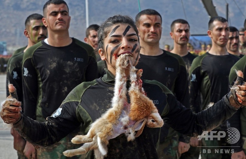 ヘビにかみつく女性兵士も 治安部隊 ペシュメルガ 訓練生の卒業式 イラク 写真25枚 国際ニュース Afpbb News