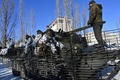 ウクライナ北部プリピャチで行われた軍事訓練（2022年2月4日撮影）。(c)Sergei Supinsky / AFP