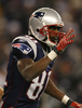第1Qにタッチダウンレシーブを決め歓喜するペイトリオッツのWRランディ・モス（%%Randy Moss%%）。(c)AFP/Getty Images Jim Rogash