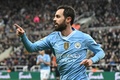 23-24イングランド・プレミアリーグ第21節、ニューカッスル・ユナイテッド対マンチェスター・シティ。先制点を喜ぶマンチェスター・シティのベルナルド・シウバ（2024年1月13日撮影）。(c)Oli SCARFF / AFP