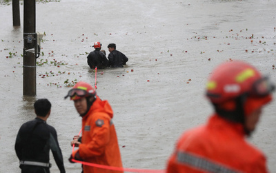 台風11号、韓国上陸 1人行方不明 北朝鮮も警戒