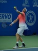 男子テニス、マハラシュトラ・オープン、シングルス決勝。サービスを打つケビン・アンダーソン（2019年1月5日撮影）。(c)STR / AFP
