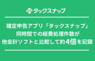 【比較調査】確定申告アプリ「タックスナップ」、同時間での経費処理件数が他会計ソフトと比較して約4倍を記録。