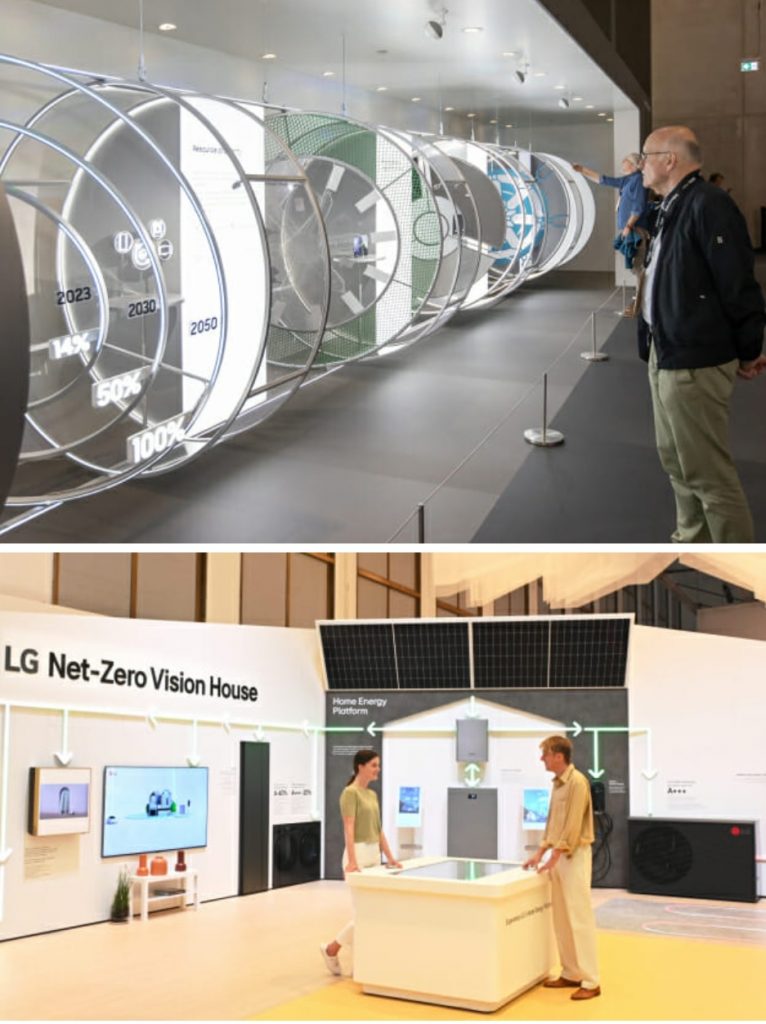 IFA2023のサムスン電子の展館（上）とLG電子の展示（写真=各社）(c)KOREA WAVE