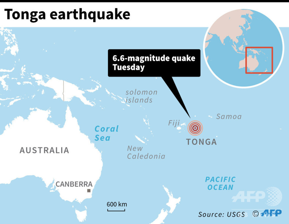 南太平洋の島国トンガ沖でm6 6の地震 津波の恐れなし 写真1枚 国際ニュース Afpbb News