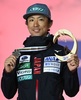 ノルディックスキー世界選手権、複合男子個人ラージヒル。表彰式に臨む渡部暁斗（2021年3月4日撮影）。(c)CHRISTOF STACHE / AFP