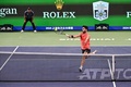 男子テニス、上海マスターズ、シングルス2回戦。リターンを打つカルロス・アルカラス（2024年10月5日撮影）。(c)Hector RETAMAL / AFP