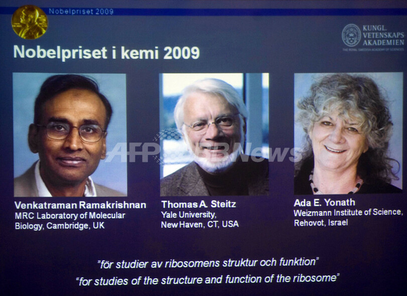 ノーベル化学賞、「リボソーム」研究の英米イスラエル3氏に