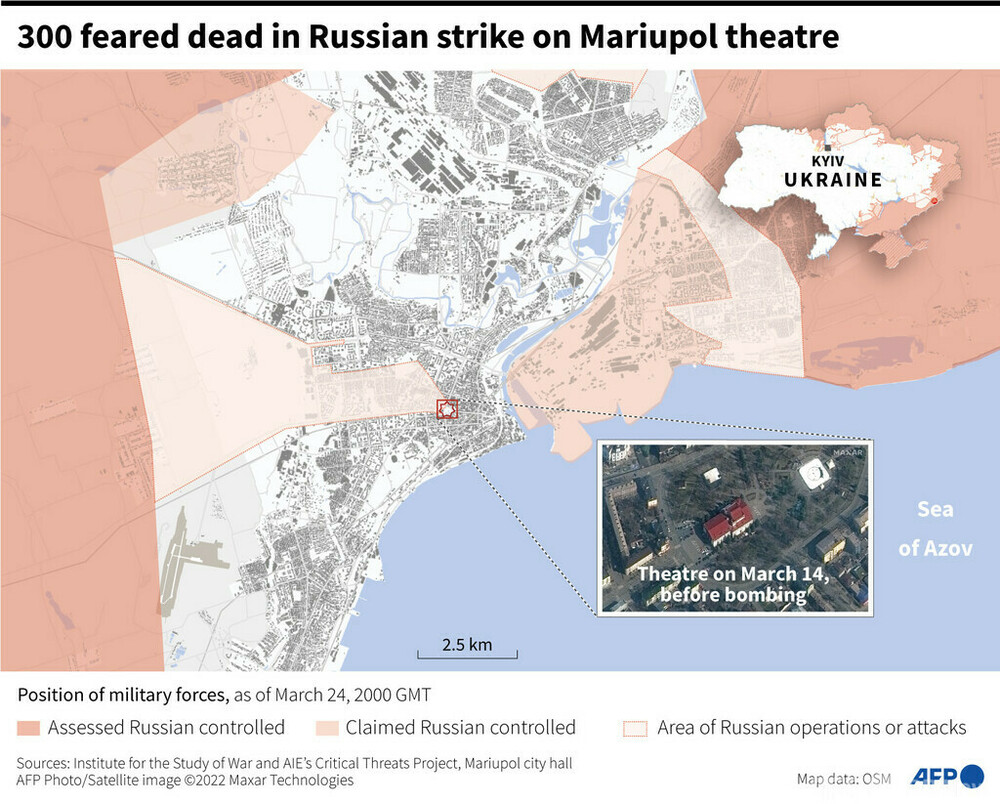 空爆されたマリウポリの劇場、死者300人か 市当局 写真6枚 国際ニュース：afpbb News