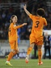 13-14スペイン1部リーグ第32節、レアル・ソシエダ（Real Sociedad）対レアル・マドリード（Real Madrid）。追加点を挙げ喜ぶレアル・マドリードのペペ（Pepe、右、2014年4月5日撮影）。(c)AFP/ANDER GILLENEA
