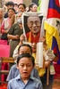 インドの首都ニューデリーで、ダライ・ラマ14世の87歳の誕生日をお祝いする亡命チベット人の子ども（2022年7月6日撮影）。(c)Prakash SINGH / AFP