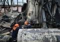 ロシア軍のミサイルで破壊されたウクライナ国営電力会社ウクルエネルゴの高圧変電所（2022年11月10日撮影）。(c)Genya SAVILOV / AFP