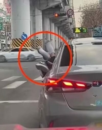 ソウルの道路で「これは迷惑」…タクシー後部座席、窓から突き出た「2本の足」
