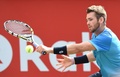 男子テニス、楽天ジャパンオープン、シングルス準々決勝。リターンを狙うオースティン・クライチェク（2015年10月9日撮影）。(c)AFP/Toru YAMANAKA