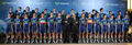 2012年シーズンの新チーム発表記者会見に臨むモビスター・チーム（Movistar Team）の選手（2012年2月1日撮影）。(c)AFP/DOMINIQUE FAGET