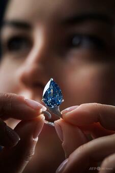 ブルーダイヤ「メロンブルー」 39億円で落札 スイス 写真9枚 国際