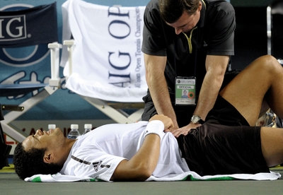 ツォンガが第2セット途中で棄権