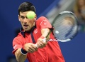 全米オープンテニス、男子シングルス2回戦。リターンを打つノバク・ジョコビッチ（2015年9月2日撮影）。(c)AFP/DON EMMERT