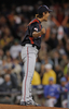 第2回ワールド・ベースボール・クラシック（%%2009 World Baseball Classic%%）決勝、韓国戦に3番手で登板し、最後の打者を三振に仕留め雄叫びを上げる日本のダルビッシュ有（%%Yu Darvish%%）。（2009年3月23日撮影）(c)AFP/Getty Images/Kevork Djansezian