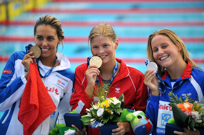 フリース 女子800メートル自由形で優勝、世界水泳