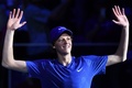男子テニス、ネクストジェネレーション・ATPファイナルズ決勝。勝利を喜ぶヤニック・シナー（2019年11月9日撮影）。(c)Marco Bertorello / AFP