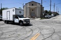 米カリフォルニア州ロサンゼルスのアンジェリーノハイツ地区で、スピンターンした車のタイヤ痕（2022年8月26日撮影）。(c)Patrick T. FALLON / AFP