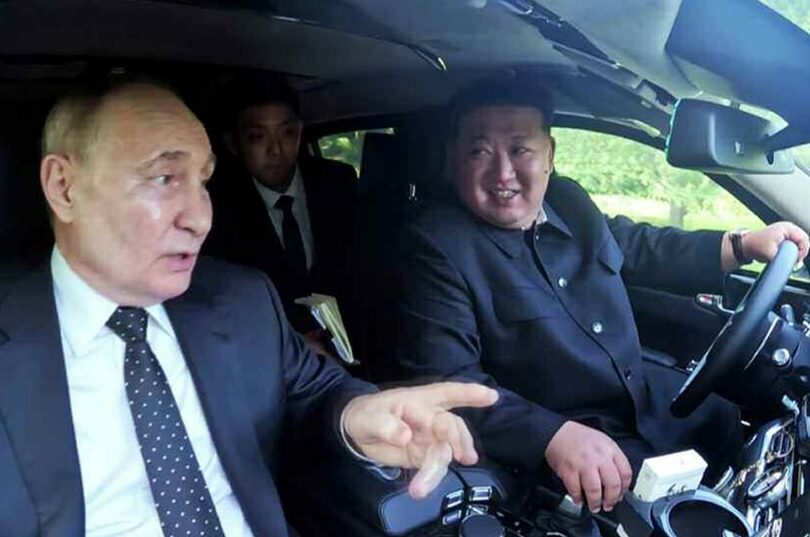 北朝鮮のキム・ジョンウン（金正恩）朝鮮労働党総書記とロシアのプーチン大統領＝労働新聞(c)KOREA WAVE