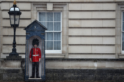 英バッキンガム宮殿の衛兵、任務中の「くるくるターン」が物議