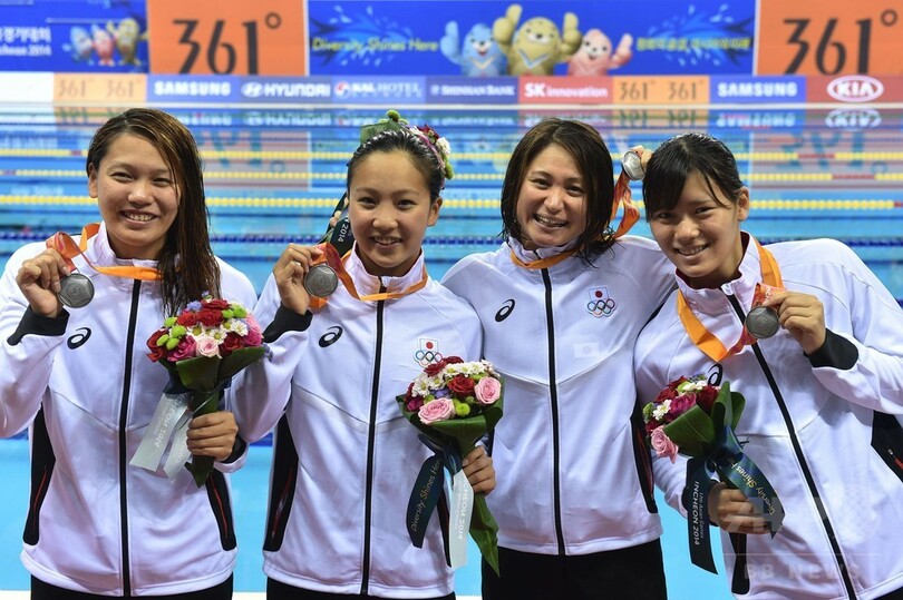 日本が女子4×100m自由形リレーで銀、アジア大会