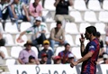 14-15スペイン1部リーグ第35節、FCバルセロナ対コルドバ。得点を決めて喜ぶFCバルセロナのルイス・スアレス（2015年5月2日撮影）。(c)AFP/CRISTINA QUICLER