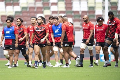 ラグビー日本代表が国立で練習、仏との第2戦に向け