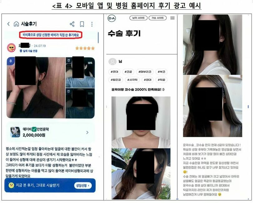 韓国公正取引委員会が公開した美容整形手術の口コミ広告に関する資料(c)MONEYTODAY