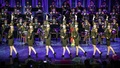 ロシア・モスクワで開催の国際軍隊音楽祭「スパスカヤ塔」で、パフォーマンスを披露する北朝鮮の朝鮮人民軍の合唱団「功勲国家合唱団」（2019年8月26日撮影）。(c)Alexander NEMENOV / AFP
