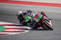 世界ロードレース選手権第13戦サンマリノGP、Moto2クラス決勝。レースに臨むスッターのステファノ・マンシィ（手前）とカレックスのロマーノ・フェナティ（2018年9月9日撮影）。(c)Studio Milagro / DPPI